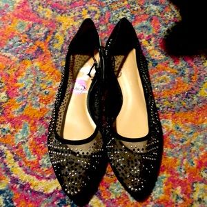 BCBG sequins black pointed flats